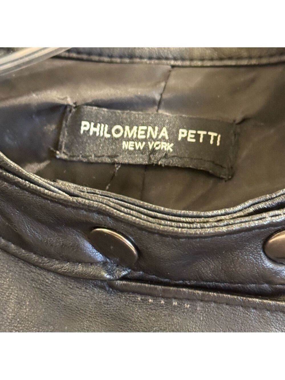 Philomena Petti New York Faux Leather Motorcycle Jacket Large - Picture 3 of 7